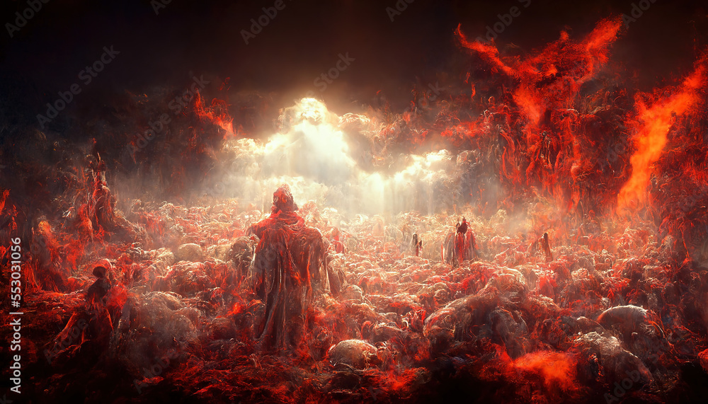 Fototapeta premium Hell abstract background. AI generated.