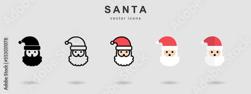 collection of 5 styles Christmas santa icons