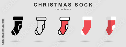 collection of 5 styles chiristmas stocks icons