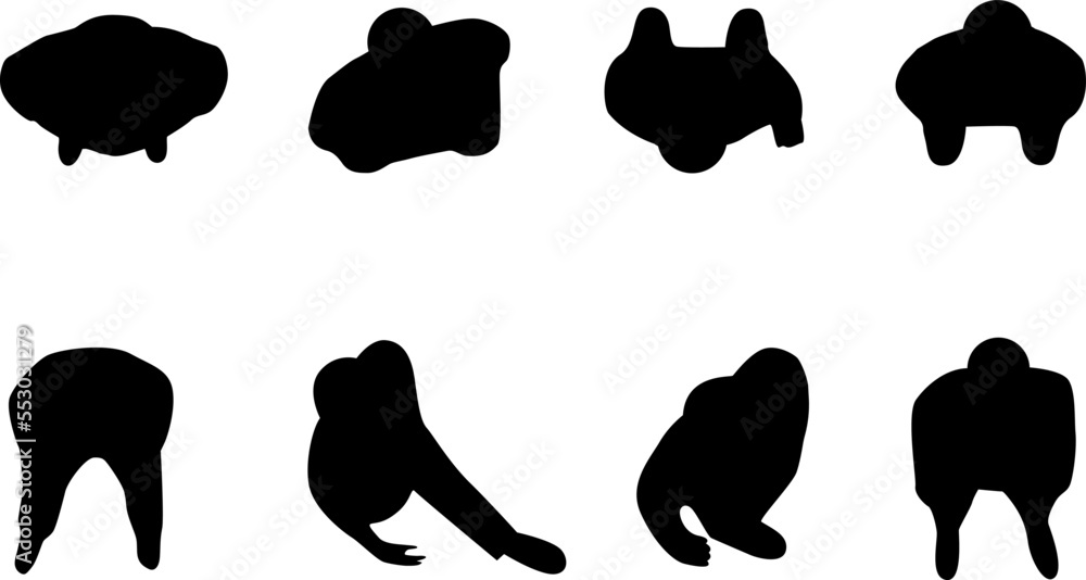 Vector silhouettes of top view people on isolated white background ...