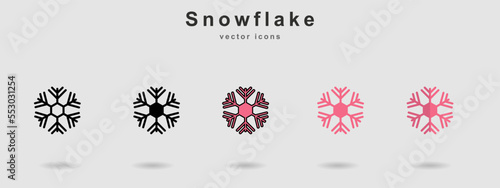 collection of 5 styles snowflake decoration icons