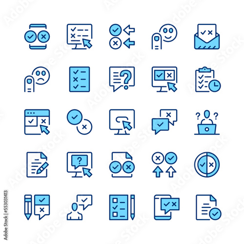 Survey line icons. Blue color. Vector line icons set