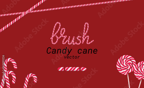 Candy Cane vector brush for Christmas holidays design. Sweets samples icons. Clip art isolated on the background. Brush for lettering and drawing objects. 