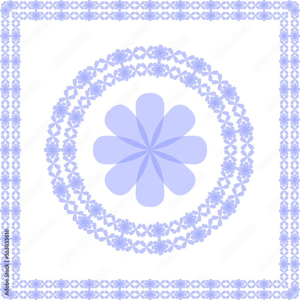 Naklejka premium Vector floral monochrome pattern for the design of a frame, tile, scarf, napkin, home textile tablecloth