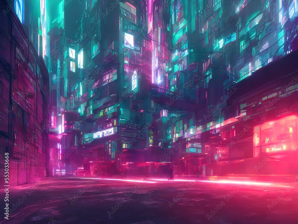 Fototapeta premium Generative AI 3D design cyberpunk environment