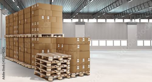 Storage space. Pallets with...