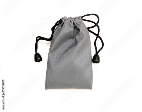 little drawstring bag isolated on white