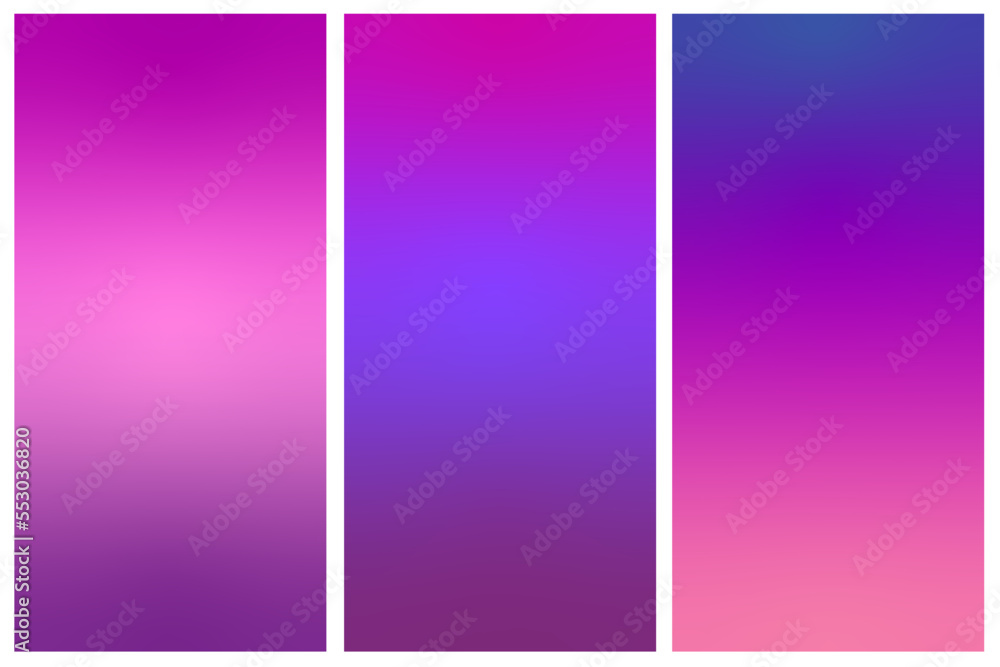Minimal geometric background. Purple elements with liquid gradient. Composition of natural figures Abstract vector design background