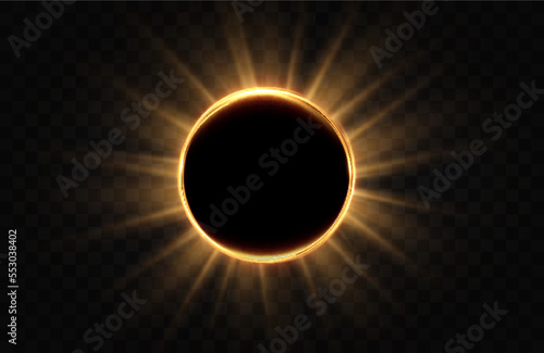 Golden circle with fire effects.Light effect.Vector
