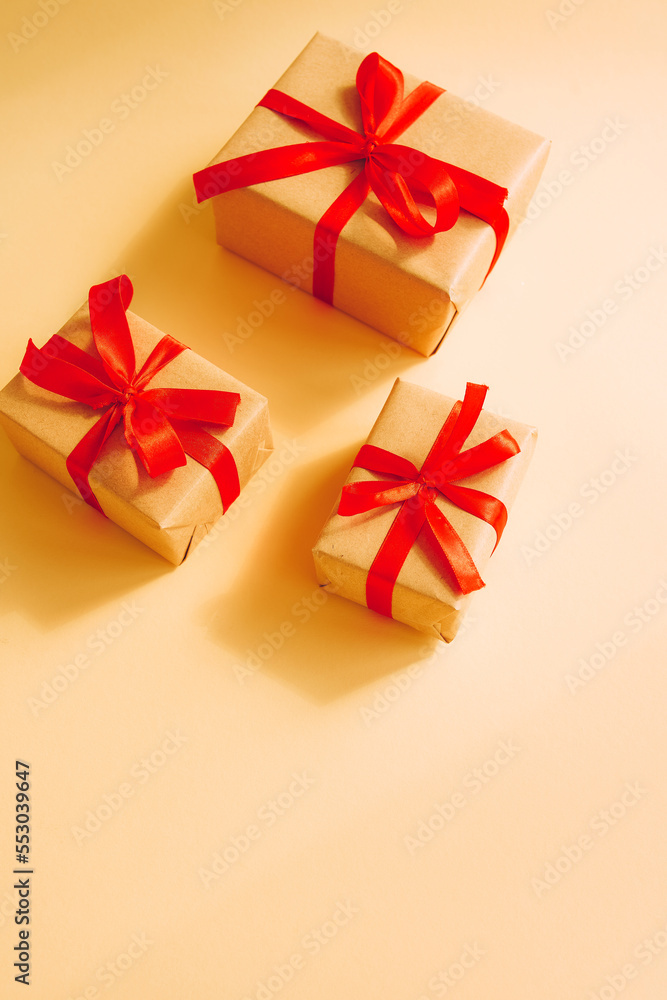 Christmas Decoration Objects and Gift Box as Holiday Background.