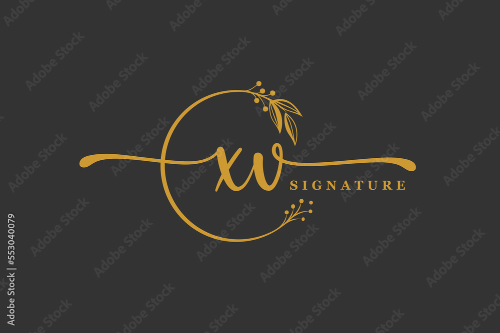 luxury gold signature initial x v logo design isolated leaf and flower luxury gold signature initial x v logo design isolated leaf and flower