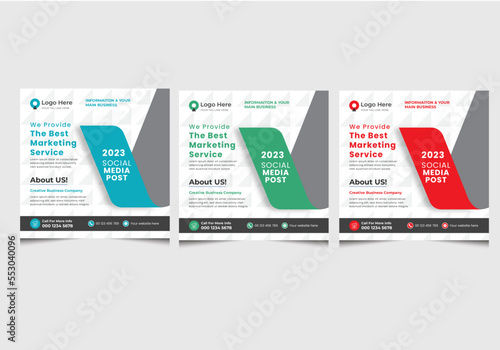 Modern and creative client testimonial social media post design. Customer service feedback review social media posts or web banners with color variation template 2023