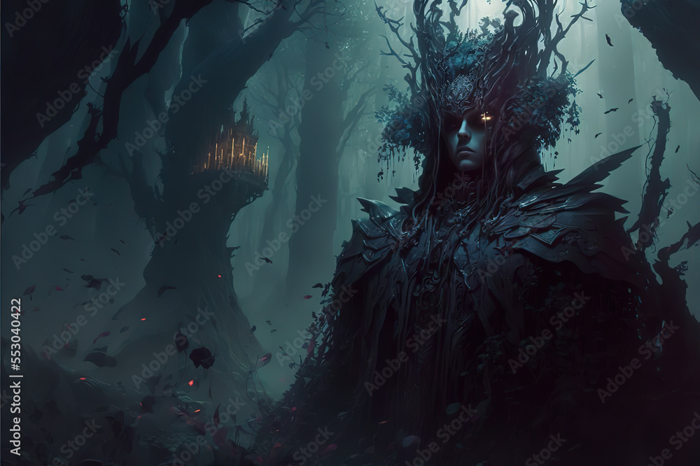Obraz premium dark fantasy, ghost, forest, zombie, demon, monster, gothic, art illustration