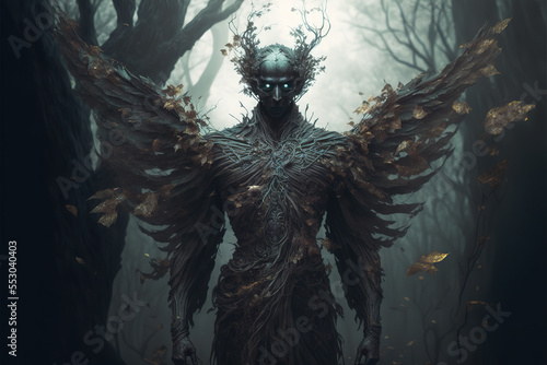 dark fantasy, ghost, forest, demon, monster, gothic, art illustration