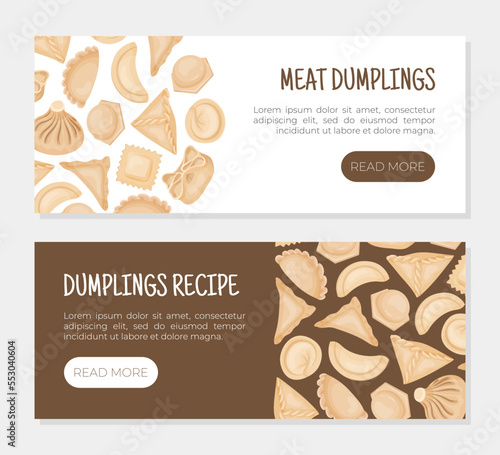 Cooked Traditional Chinese Dumplings or Dim Sum Vector Design Template