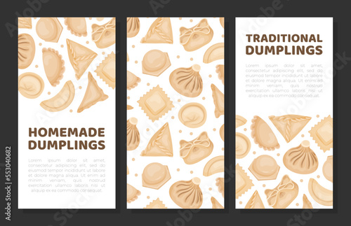 Cooked Traditional Chinese Dumplings or Dim Sum Vector Design Template