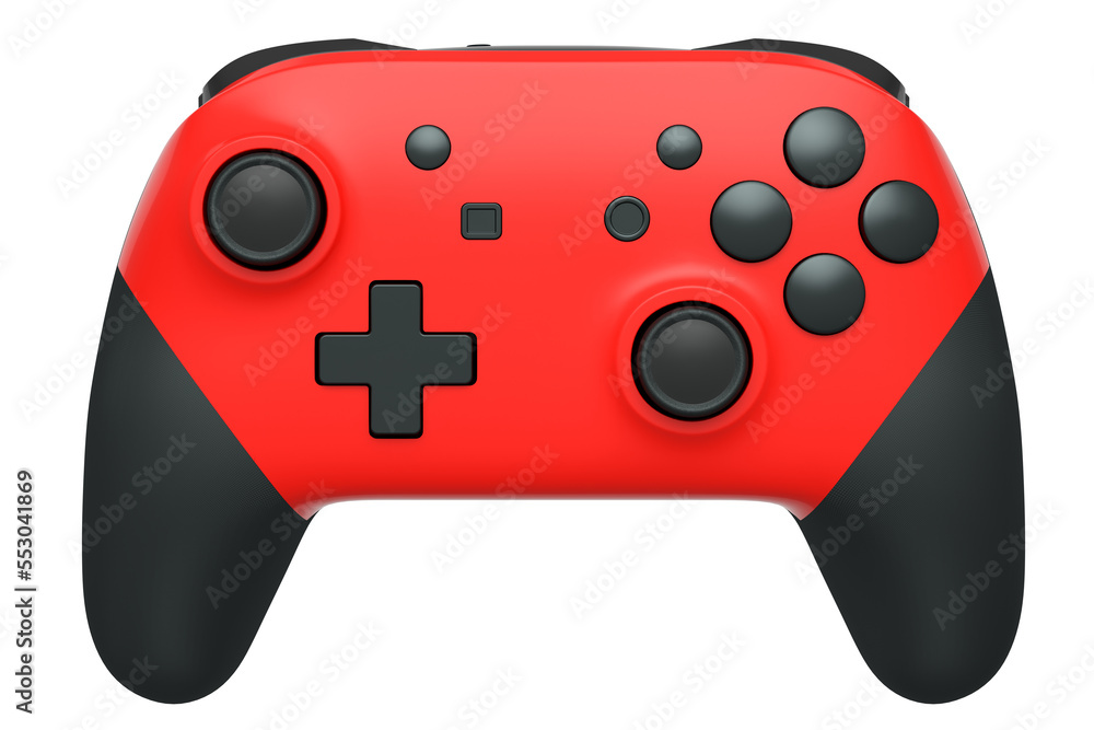Realistic red video game joystick on white background Realistic red video game joystick on white background