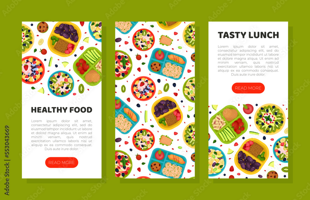 Tasty Fruit Food for Breakfast Design with Meal Served on Plate Top View Vector Template