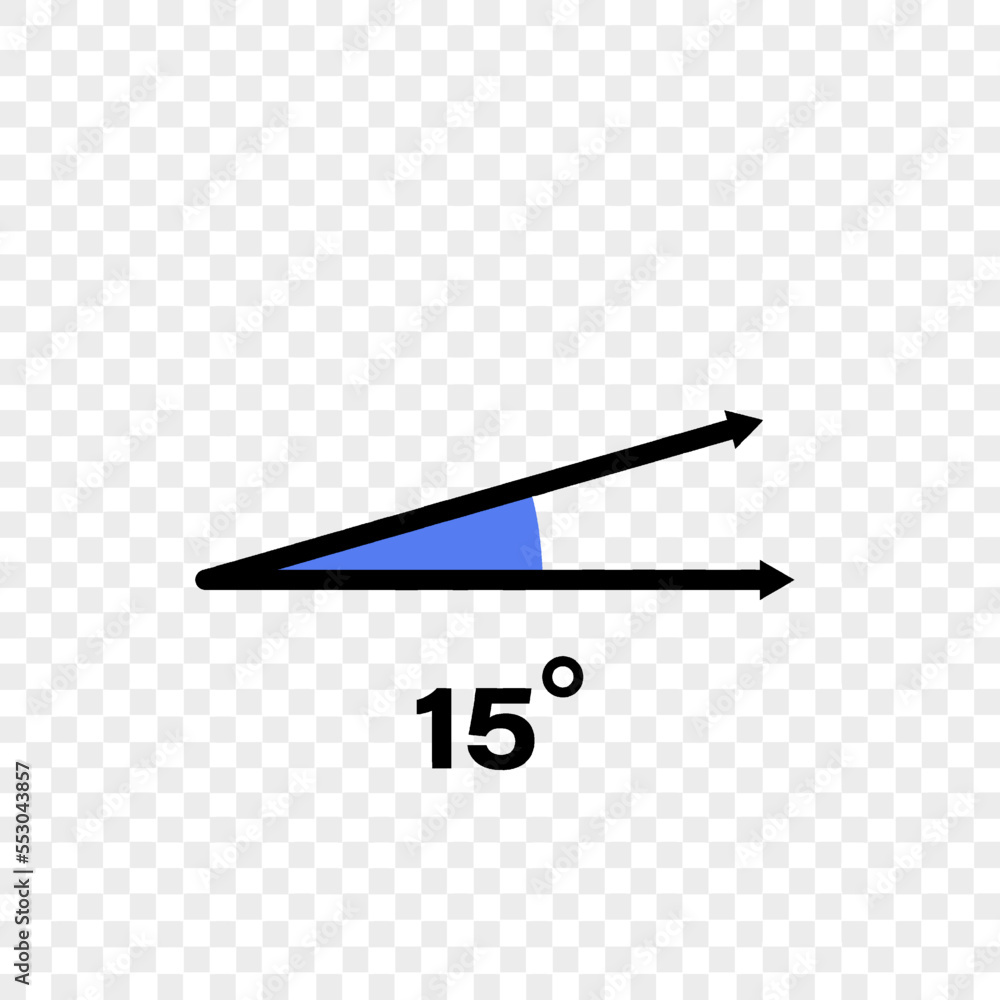 15 degree angle icon. Geometric symbol. Vector illustration on transparent background 15 degree angle icon. Geometric symbol. Vector illustration on transparent background