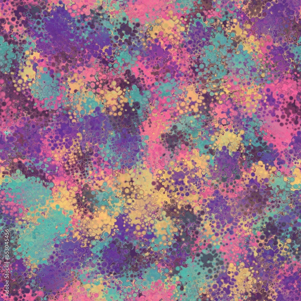 Purple, pink, yellow and blue colored random spots, round splashes. Abstract seamless pattern Purple, pink, yellow and blue colored random spots, round splashes. Abstract seamless pattern