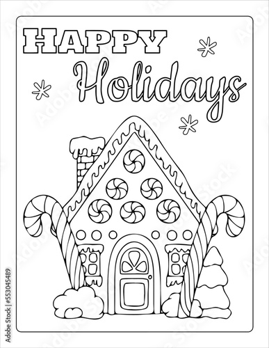 Coloring page for kids, Candy house coloring sheet