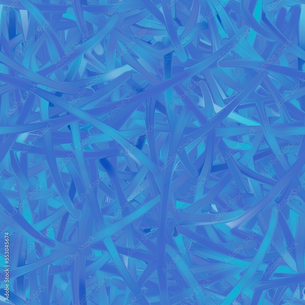 Fototapeta premium Bright creative texture with curved lines and oil elements. Digital contemporary design. Shades of blue. Seamless pattern.