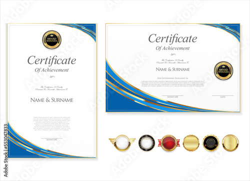 certificate or diploma retro vintage design vector 