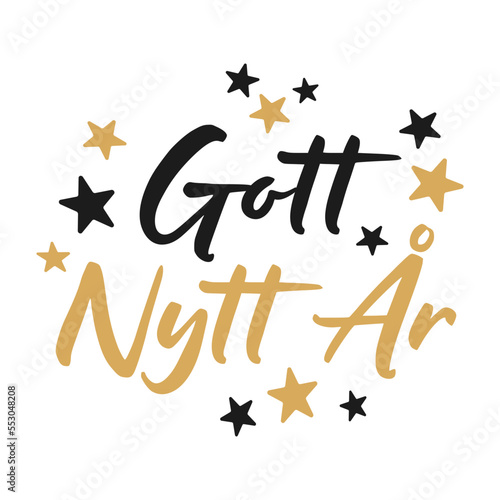 Happy New Year lettering in Swedish (Gott Nytt År). Vector illustration photo