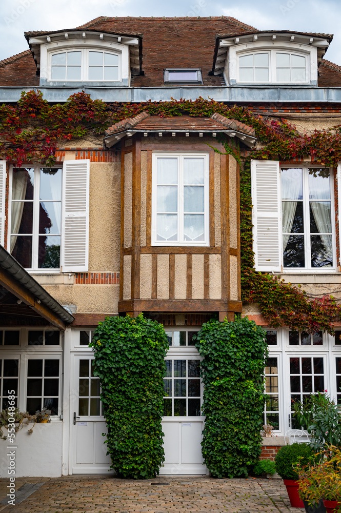 Beautiful French architecture in Champagne sparkling wine making town Epernay, Champagne, France