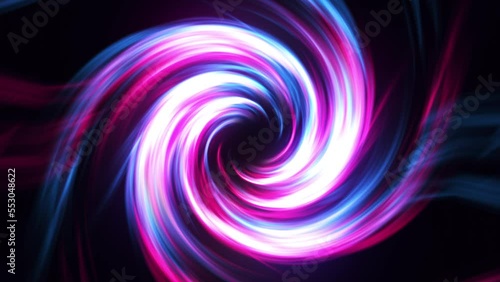 3D Digital Galaxy Abstract Wave Background. Red Blue Tunnel. Space Motion, Swirl. 