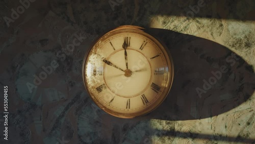 Wallpaper Mural Deadline. Timelapse of clock hands till twelve o'clock. Sunlight and window shadow moving on the wall. Cinematic photorealistic 3D animation. Torontodigital.ca