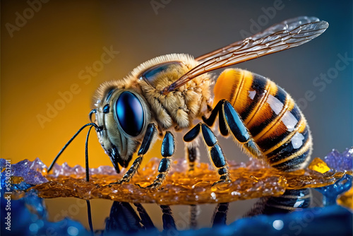 bee on a flower, honey, Generative AI Fototapet