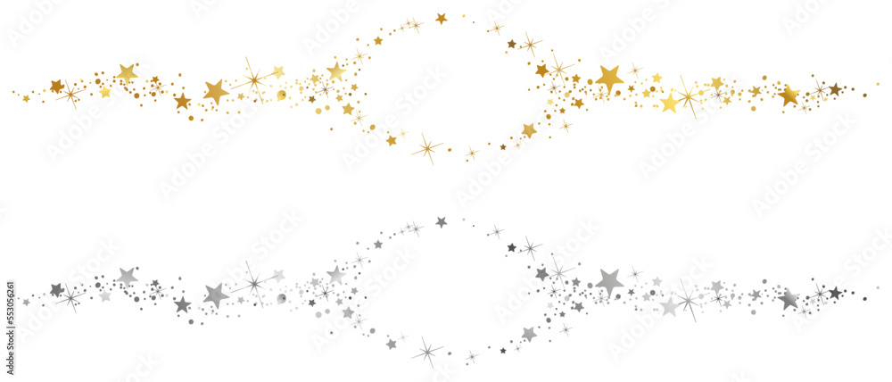 FRISE D'ÉTOILES DORÉE ET GRISE POUR MESSAGE FESTIF