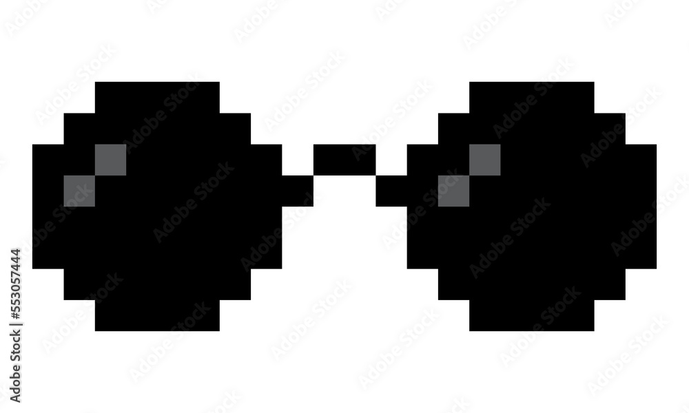 Pixel art round sunglasses, transparent background png Pixel art round sunglasses, transparent background png