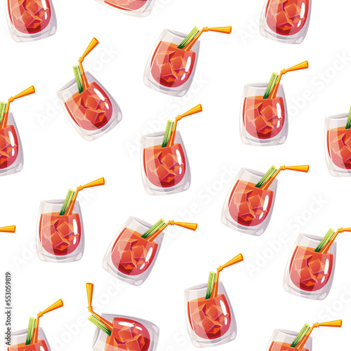 Cocktail drink bar seamless pattern background illustration