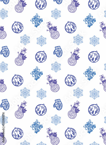 set of snowflakes and christmas toy 