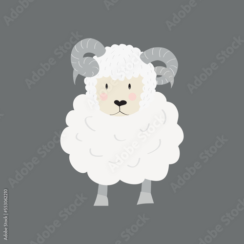 Cute sheep ram. Funny cartoon character for children design or easter cards. Eid-Ul-Adha
