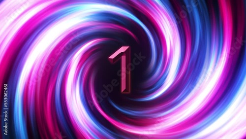 3D Digital Galaxy Abstract Wave Background. Red Blue Tunnel. Space Motion, Swirl. Happy New Year tittle animation, Countdown