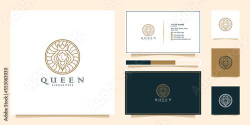 Crowned beautiful woman logo with business card