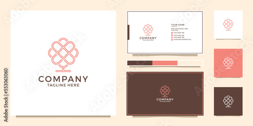 Minimal art abstract hearts and lines with business card