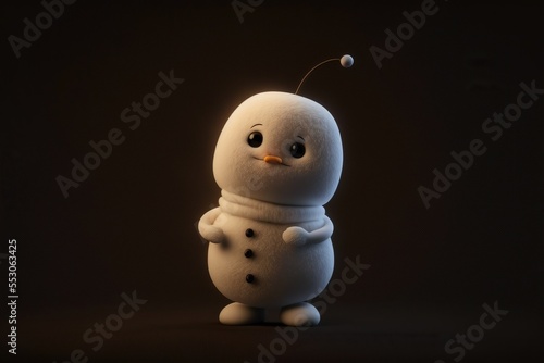 Cute litte christmas snowman isolated on black background photo