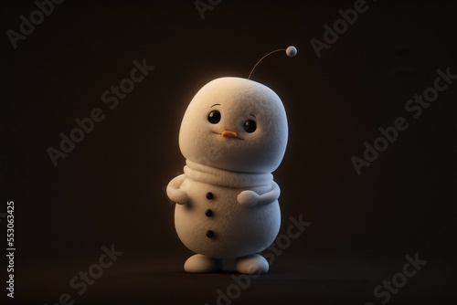 Cute litte christmas snowman isolated on black background