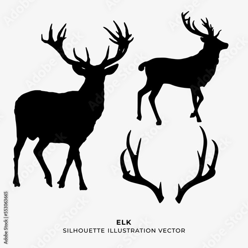 elk views silhouette vector illustration