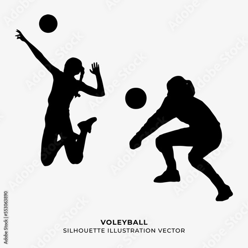 Voleyball players silhouette vector illustration