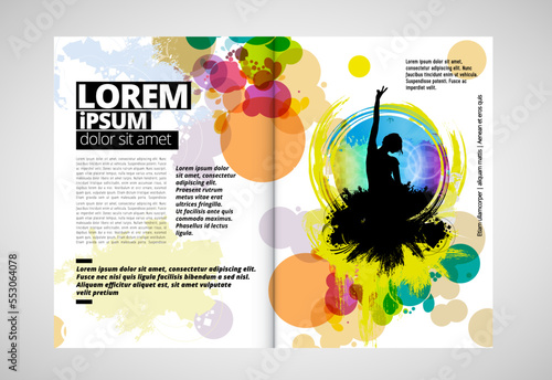 Brochure, ebook or presentation mockup with music event subject, vector illustration easy to editable