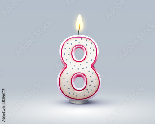 Happy Birthday years anniversary of the person birthday, Candle in the form of numbers eight of the year. Vector