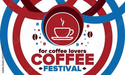 Coffee Festival. For coffee lovers. Event for professionals in the coffee industry. Cafes, restaurants and coffee roasters. Trainings for baristas from staff schools. Creative Illustration. Vector