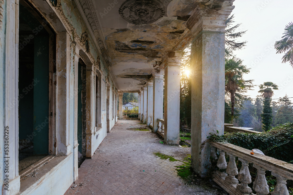 Old colonnade in an abandoned mansion Old colonnade in an abandoned mansion