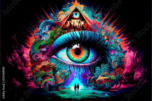 Generative AI render of psychedelic, abstract wallpaper