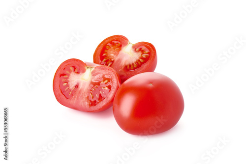 Plum tomatoes, Roma tomatoes, isolated on white background.